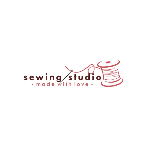 Terzi Dikiş Vintage Logosu, İğne ve İplik, Moda Retro Basit Logosu, İmza, Simge Şablon Tasarımı