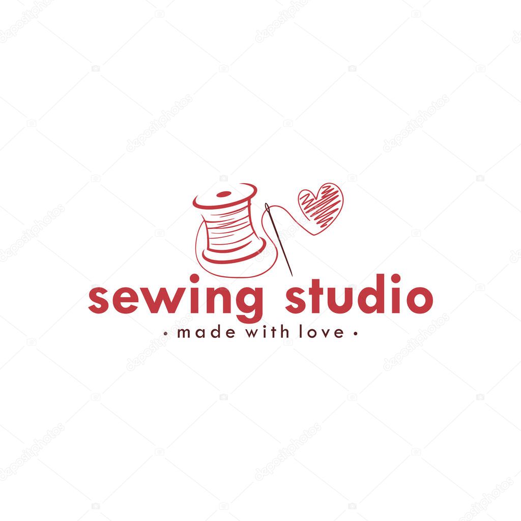 Tailor Sewing Vintage Logo Ideas, Fashion Retro Simple Logo, Vector Design Template