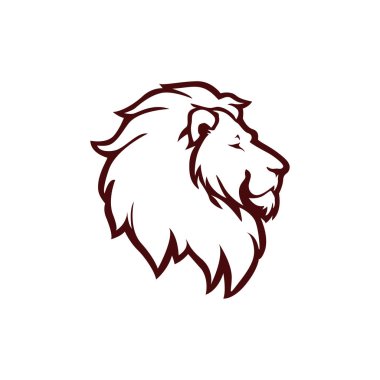 Kızgın Aslan Başı Logosu, Simge, İmza, Ana Hattı Düz Tasarım Vektör Çizimi Şablonu