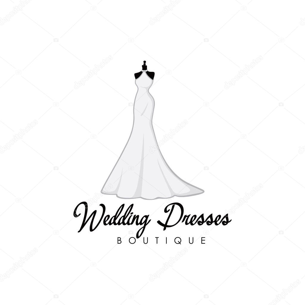 Monochrome Bridal Gowns Boutique Logo Ideas, Sign, Icon, Mannequin, Fashion, Beautiful Bride, Vector Design Template