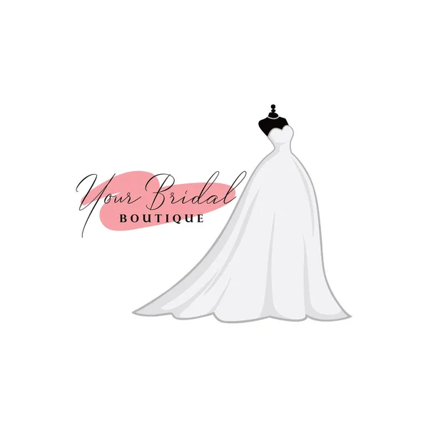 Logo Boutique Nuziale Monocromatica Idee Moda Bella Sposa Modello Design — Vettoriale Stock