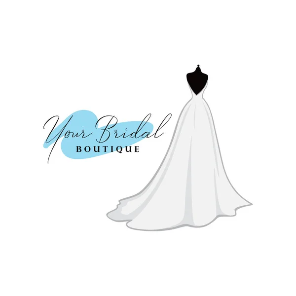 Vestido Novia Monocromo Boutique Logo Ideas Moda Hermosa Novia Plantilla — Archivo Imágenes Vectoriales