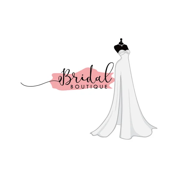 Νυφικό Φόρεμα Boutique Logo Ιδέες Μόδα Όμορφη Νύφη Διάνυσμα Πρότυπο — Διανυσματικό Αρχείο