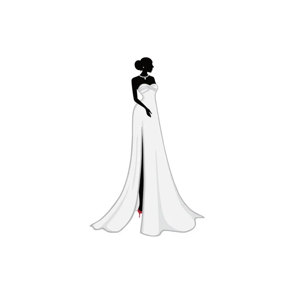 单色新娘服装精品标志理念 漂亮新娘 矢量设计模板 — 图库矢量图片