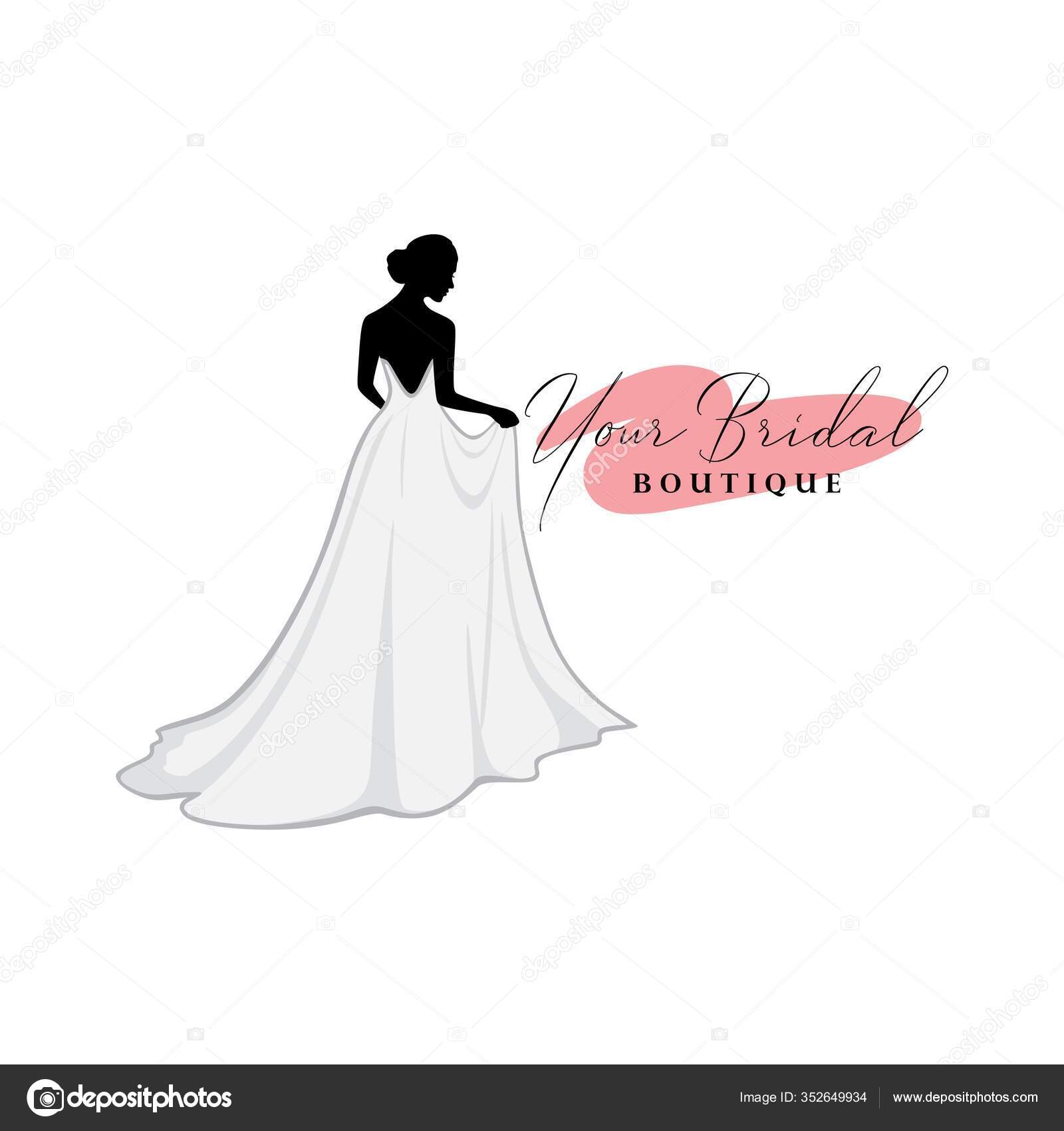 Monochrome Bridal Dress Boutique Logo Ideas Fashion Beautiful Bride Vector Stock Vector Image By C Dianpurdi41