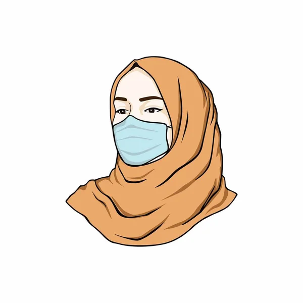 美丽的Hijab妇女头戴面具 病媒设计 — 图库矢量图片