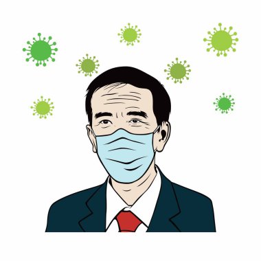 Joko Widodo Endonezya Başkanı Sağlıklı Maske Giyiyor, Corona Virüsü, Covid-19, Düz Vektör Tasarımı