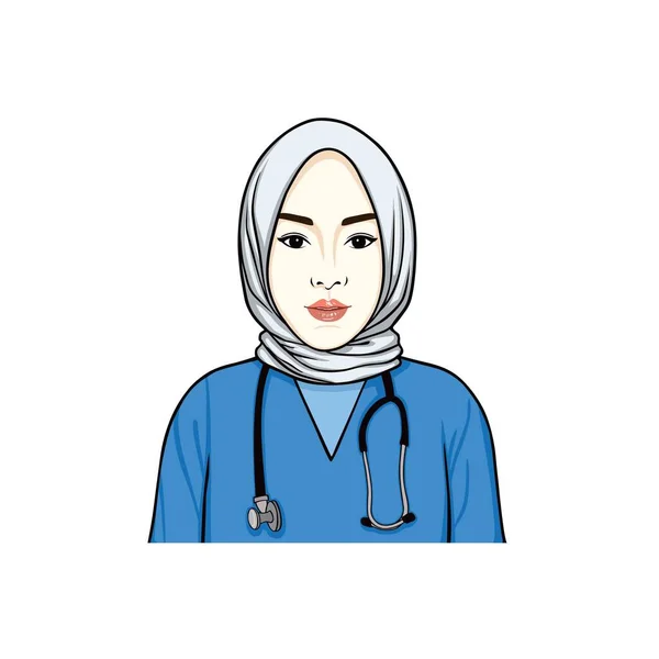 아름다운 Hijab 간호사 Illustration Vector Design Template — 스톡 벡터