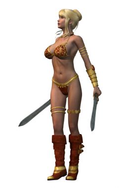 iki kılıç ile Amazon savaşçı