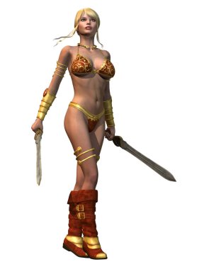 iki kılıç ile Amazon savaşçı