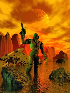 Bir pilot bilinmeyen bir gezegende onun uzay gemisi ile gemi kazası