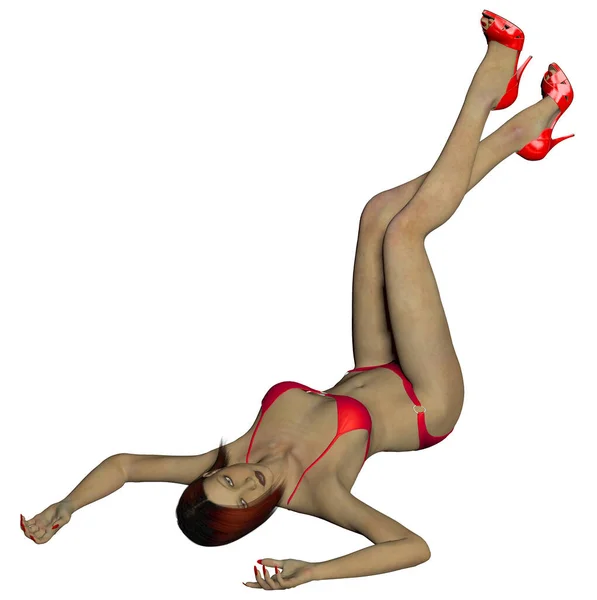 Сексуальная Девушка Красной Обуви Нижнем Белье — стоковое фото