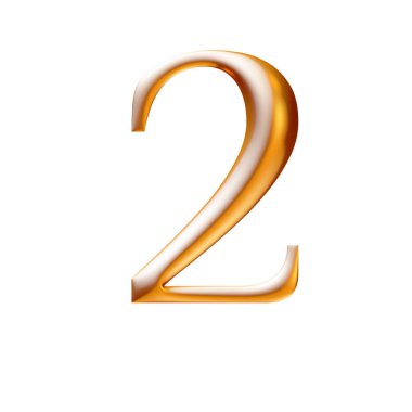 3 boyutlu sembol, 2 numara, altın metalik alfabe, 3 boyutlu resimleme