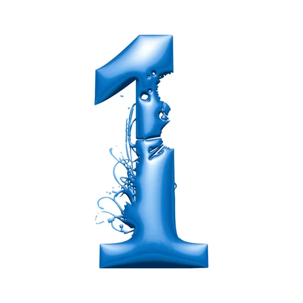 Symbol Zahl Blaues Metallic Alphabet Illustration — Stockfoto