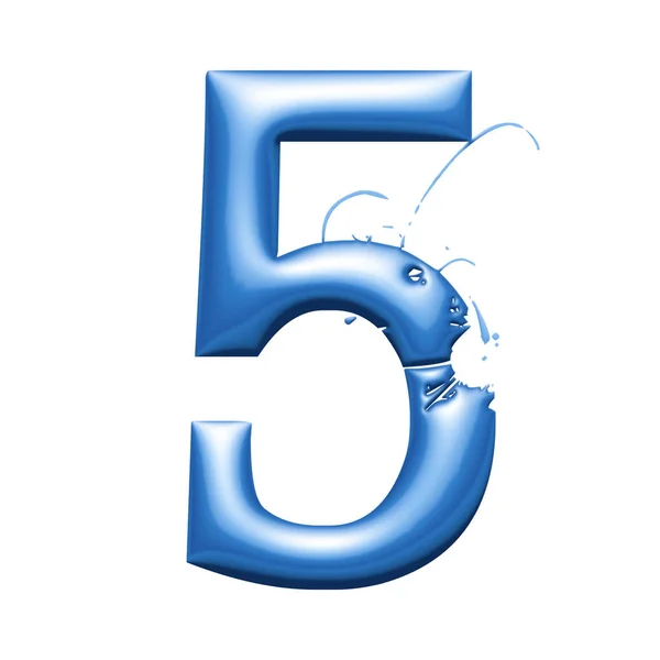 Símbolo Número Alfabeto Metálico Azul Ilustração — Fotografia de Stock