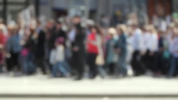 Crowd activists at a rally with posters are on the road walking banner France 4K — Stockvideo