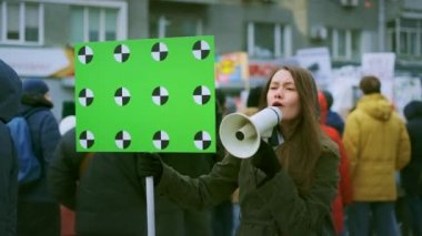 Boş pankart izleme noktası. Modifiye edin. Hareket işareti boş posteri. Mokup plackard