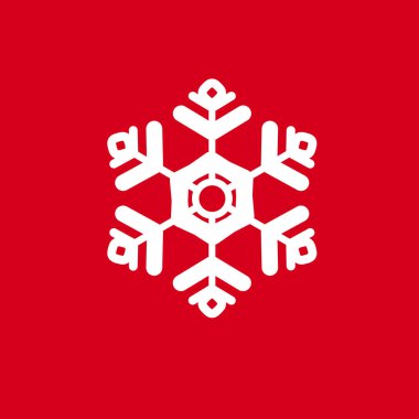 Kırmızı bir arka plan üzerinde kar taneleri vektör Illustration. Web siteleri için grafik simge.