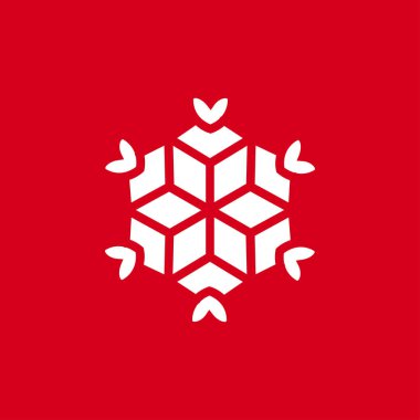 Kırmızı bir arka plan üzerinde kar taneleri vektör Illustration. Web siteleri için grafik simge.