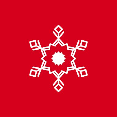 Kırmızı bir arka plan üzerinde kar taneleri vektör Illustration. Web siteleri için grafik simge.