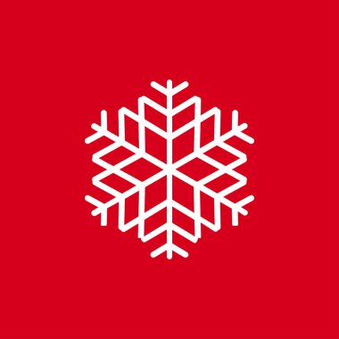 Kırmızı bir arka plan üzerinde kar taneleri vektör Illustration. Web siteleri için grafik simge.