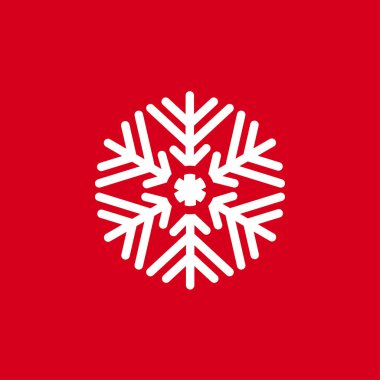 Kırmızı bir arka plan üzerinde kar taneleri vektör Illustration. Web siteleri için grafik simge.