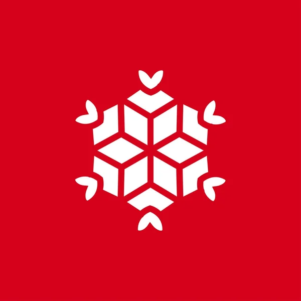 Ilustración Vectorial Copos Nieve Sobre Fondo Rojo Icono Gráfico Para — Vector de stock