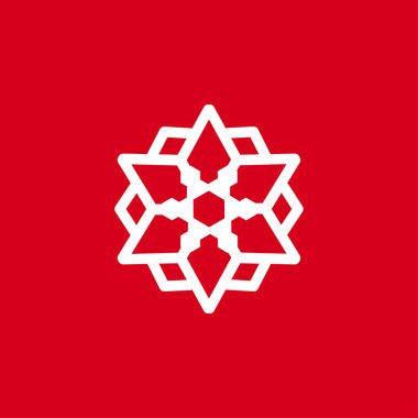 Kırmızı bir arka plan üzerinde kar taneleri vektör Illustration. Web siteleri için grafik simge.