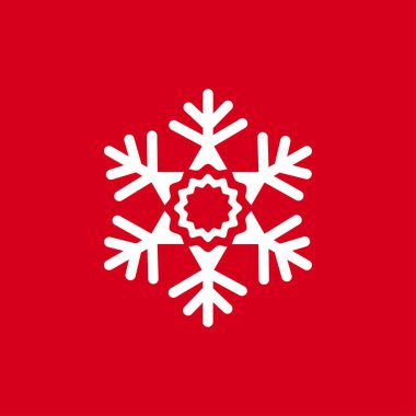 Kırmızı bir arka plan üzerinde kar taneleri vektör Illustration. Web siteleri için grafik simge.