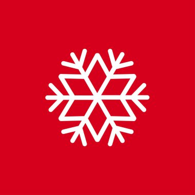 Kırmızı bir arka plan üzerinde kar taneleri vektör Illustration. Web siteleri için grafik simge.