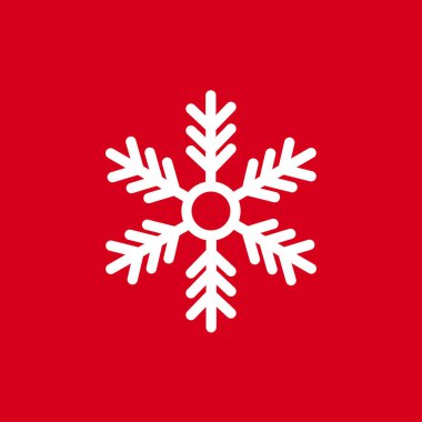 Kırmızı bir arka plan üzerinde kar taneleri vektör Illustration. Web siteleri için grafik simge.