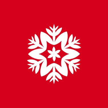 Kırmızı bir arka plan üzerinde kar taneleri vektör Illustration. Web siteleri için grafik simge.