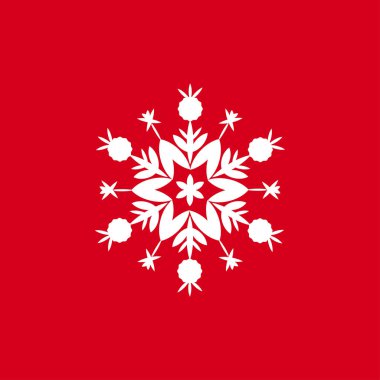 Kırmızı bir arka plan üzerinde kar taneleri vektör Illustration. Web siteleri için grafik simge.