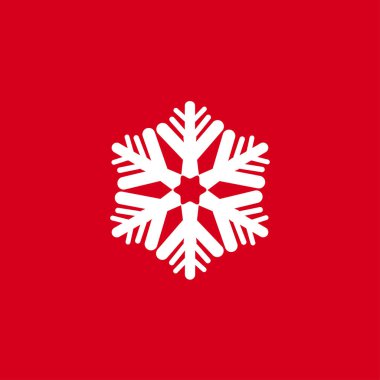 Kırmızı bir arka plan üzerinde kar taneleri vektör Illustration. Web siteleri için grafik simge.