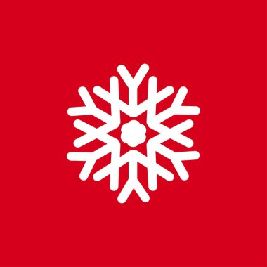 Kırmızı bir arka plan üzerinde kar taneleri vektör Illustration. Web siteleri için grafik simge.