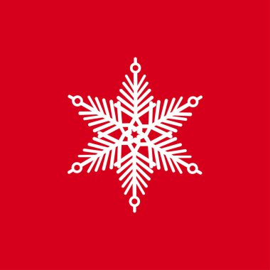 Kırmızı bir arka plan üzerinde kar taneleri vektör Illustration. Web siteleri için grafik simge.