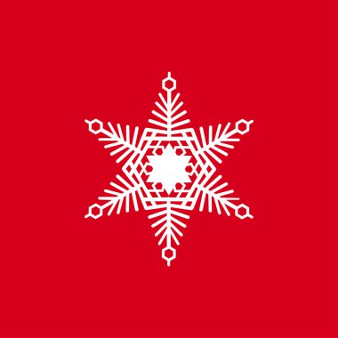 Kırmızı bir arka plan üzerinde kar taneleri vektör Illustration. Web siteleri için grafik simge.