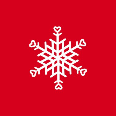 Kırmızı bir arka plan üzerinde kar taneleri vektör Illustration. Web siteleri için grafik simge.