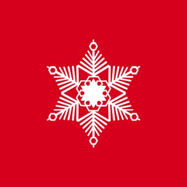 Kırmızı bir arka plan üzerinde kar taneleri vektör Illustration. Web siteleri için grafik simge.