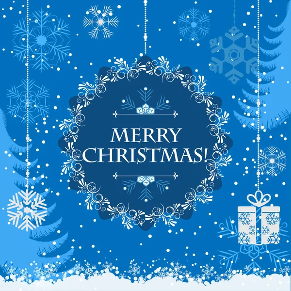 Modèle Carte Noël Avec Flocons Neige Vectoriels Fond Vintage Hiver — Image vectorielle
