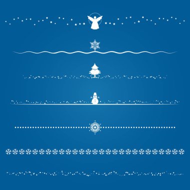 Yeni yıl ve Noel Tema tipik unsurları ile sınırları ayarlayın. Vektör çizim