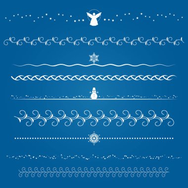 Yeni yıl ve Noel Tema tipik unsurları ile sınırları ayarlayın. Vektör çizim