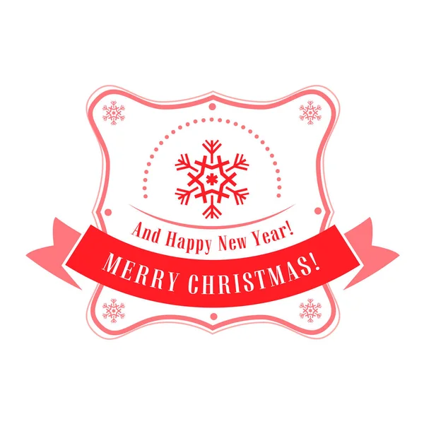 Étiquette Noël Avec Flocon Neige Illustration Vectorielle — Image vectorielle