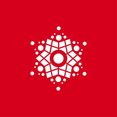 Kırmızı bir arka plan üzerinde kar taneleri vektör Illustration. Web siteleri için grafik simge.