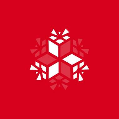 Kırmızı bir arka plan üzerinde kar taneleri vektör Illustration. Web siteleri için grafik simge.