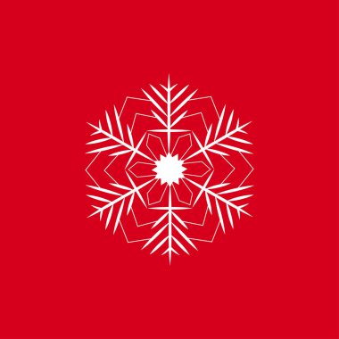 Kırmızı bir arka plan üzerinde kar taneleri vektör Illustration. Web siteleri için grafik simge.