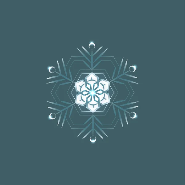 Ilustración Vectorial Copos Nieve Sobre Fondo Gris Azul Icono Gráfico — Vector de stock