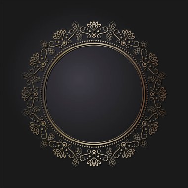 Dekoratif yuvarlak çerçeve çiçek süsleme ile tasarımı için. Daire kare. Bir şablon baskı kartpostallar, davetiyeler, kitaplar, tekstil, gravür, ahşap mobilyalar, sıcak dövme. Vektör.