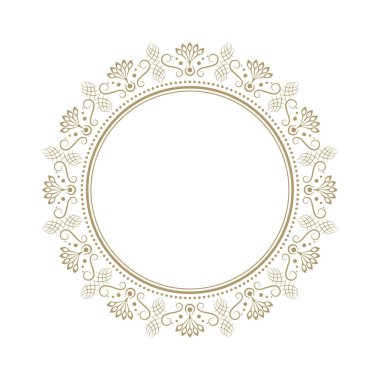 Dekoratif yuvarlak çerçeve çiçek süsleme ile tasarımı için. Daire kare. Bir şablon baskı kartpostallar, davetiyeler, kitaplar, tekstil, gravür, ahşap mobilyalar, sıcak dövme. Vektör.