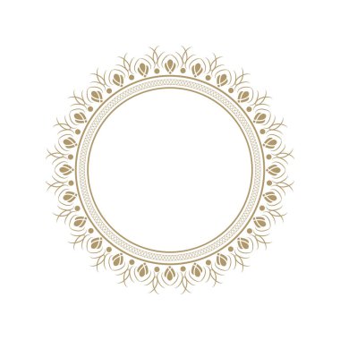 Dekoratif yuvarlak çerçeve çiçek süsleme ile tasarımı için. Daire kare. Bir şablon baskı kartpostallar, davetiyeler, kitaplar, tekstil, gravür, ahşap mobilyalar, sıcak dövme. Vektör.